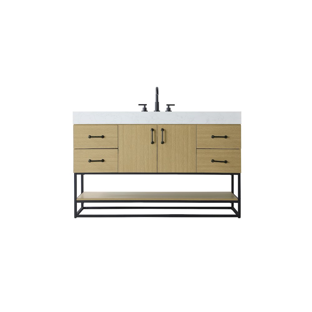 54 inch Single Bathroom Vanity in Honey Brown. Picture 1