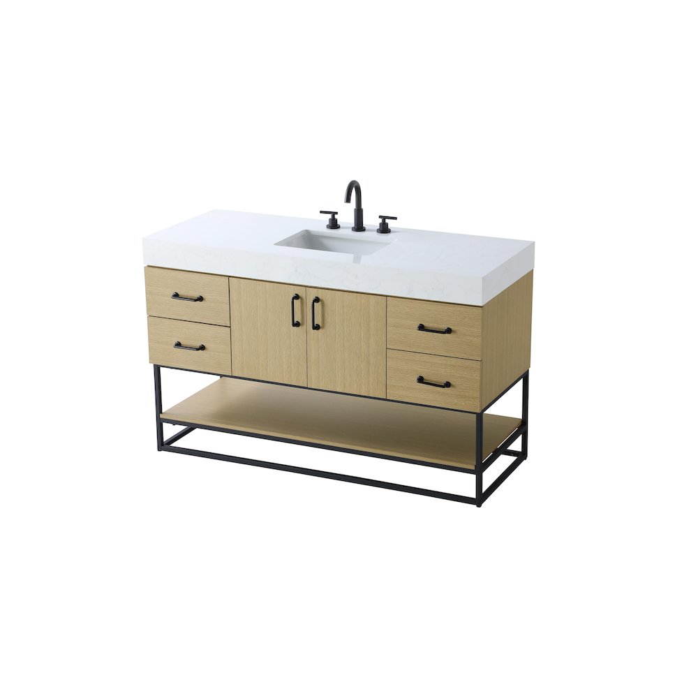 54 inch Single Bathroom Vanity in Honey Brown. Picture 6