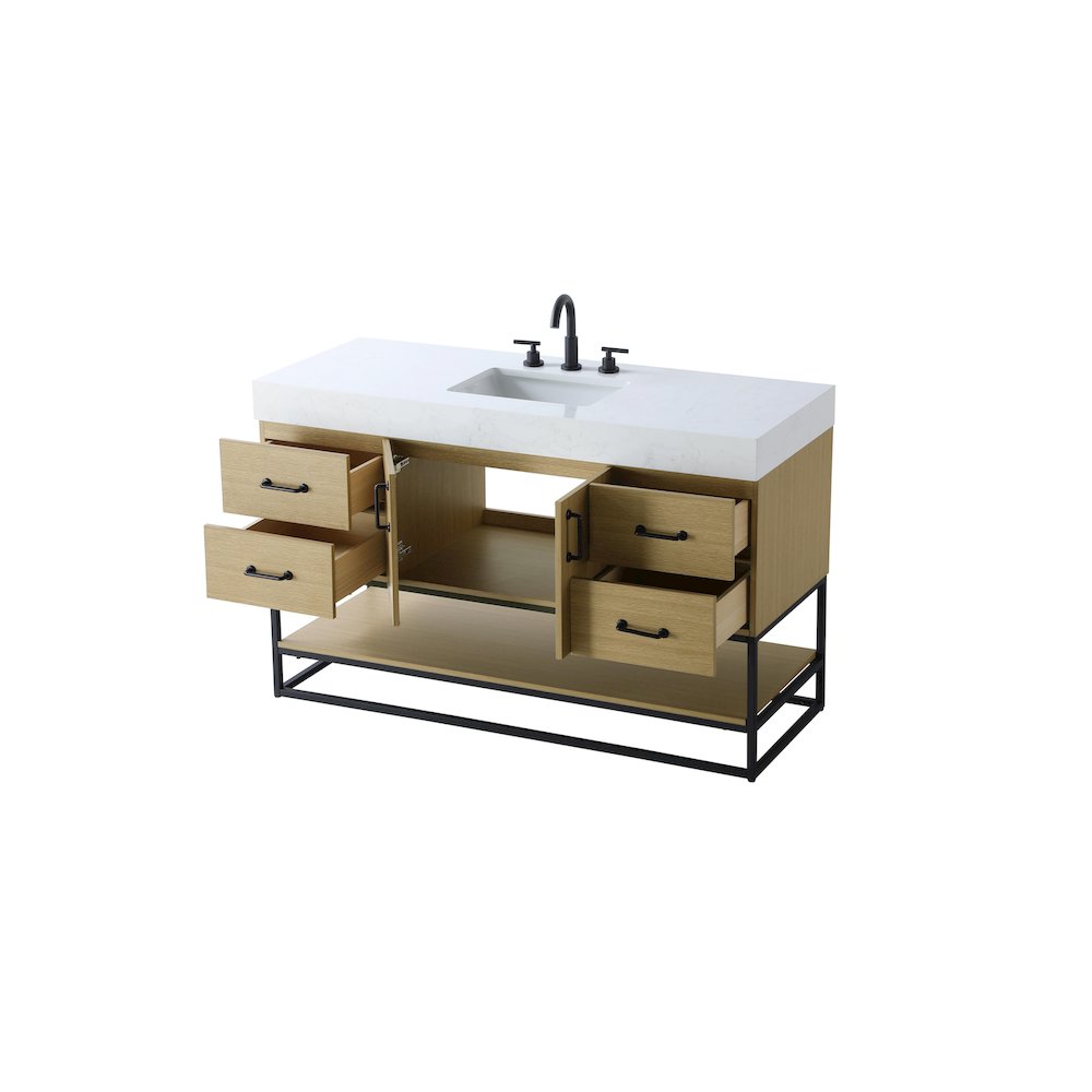 54 inch Single Bathroom Vanity in Honey Brown. Picture 7