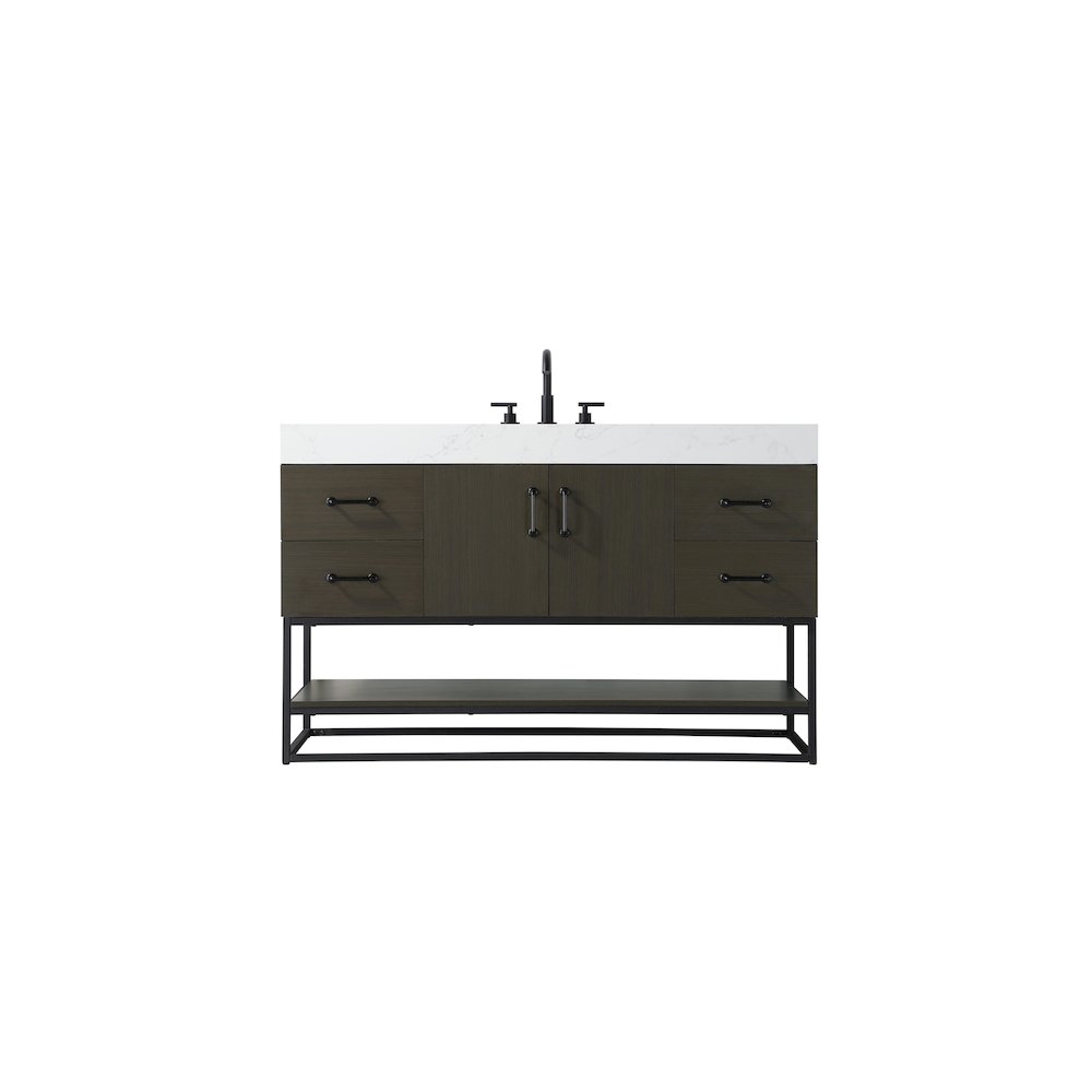 54 inch Single Bathroom Vanity in Mocha Brown. Picture 1