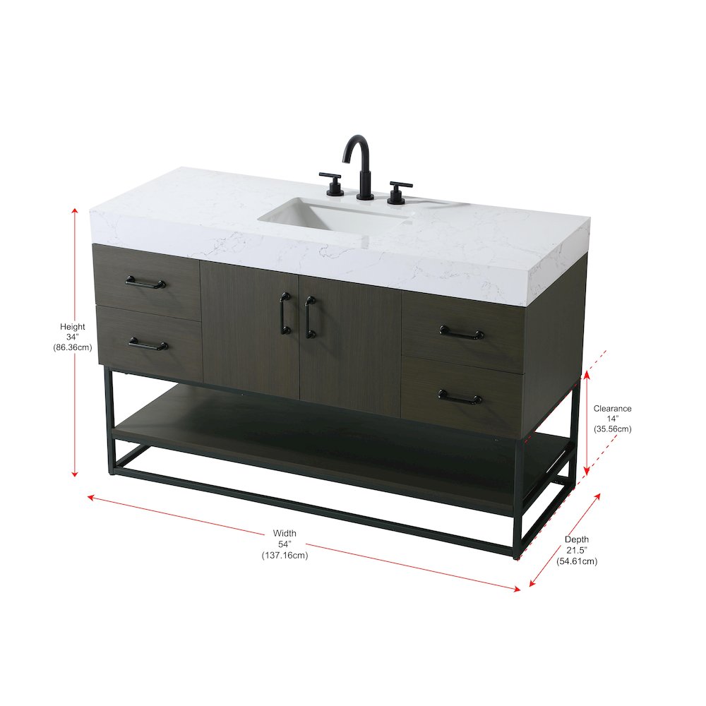 54 inch Single Bathroom Vanity in Mocha Brown. Picture 13