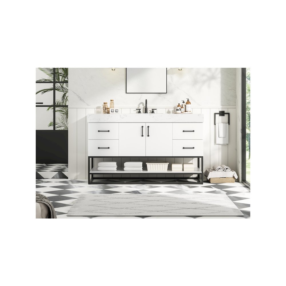 54 inch Single Bathroom Vanity in White. Picture 2