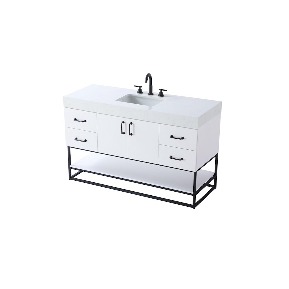 54 inch Single Bathroom Vanity in White. Picture 6