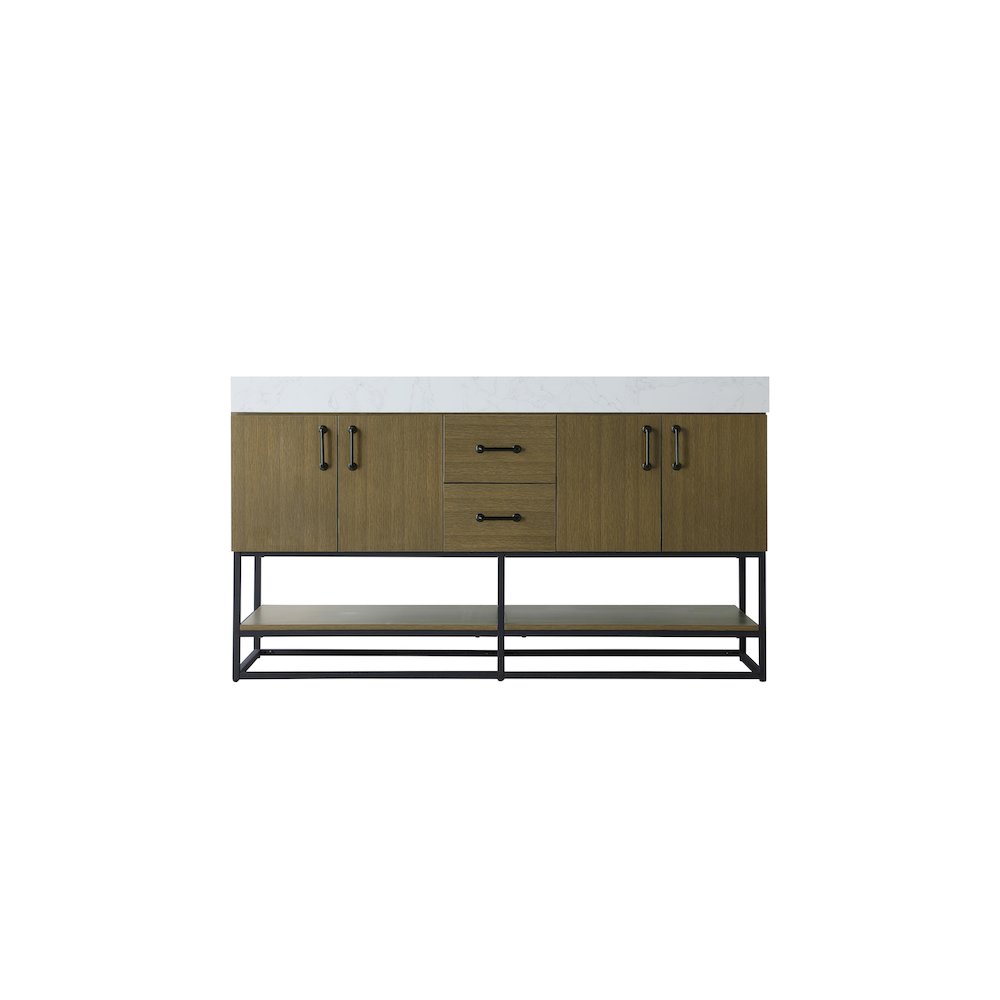 60 inch Double Bathroom Vanity in Chestnut Brown. Picture 5