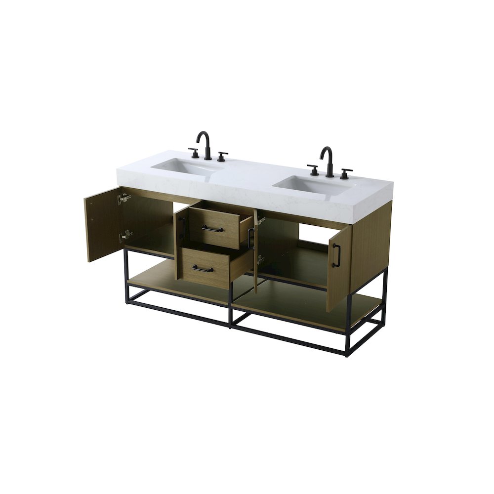 60 inch Double Bathroom Vanity in Chestnut Brown. Picture 7