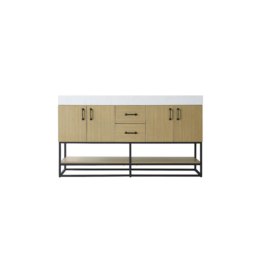 60 inch Double Bathroom Vanity in Honey Brown. Picture 5