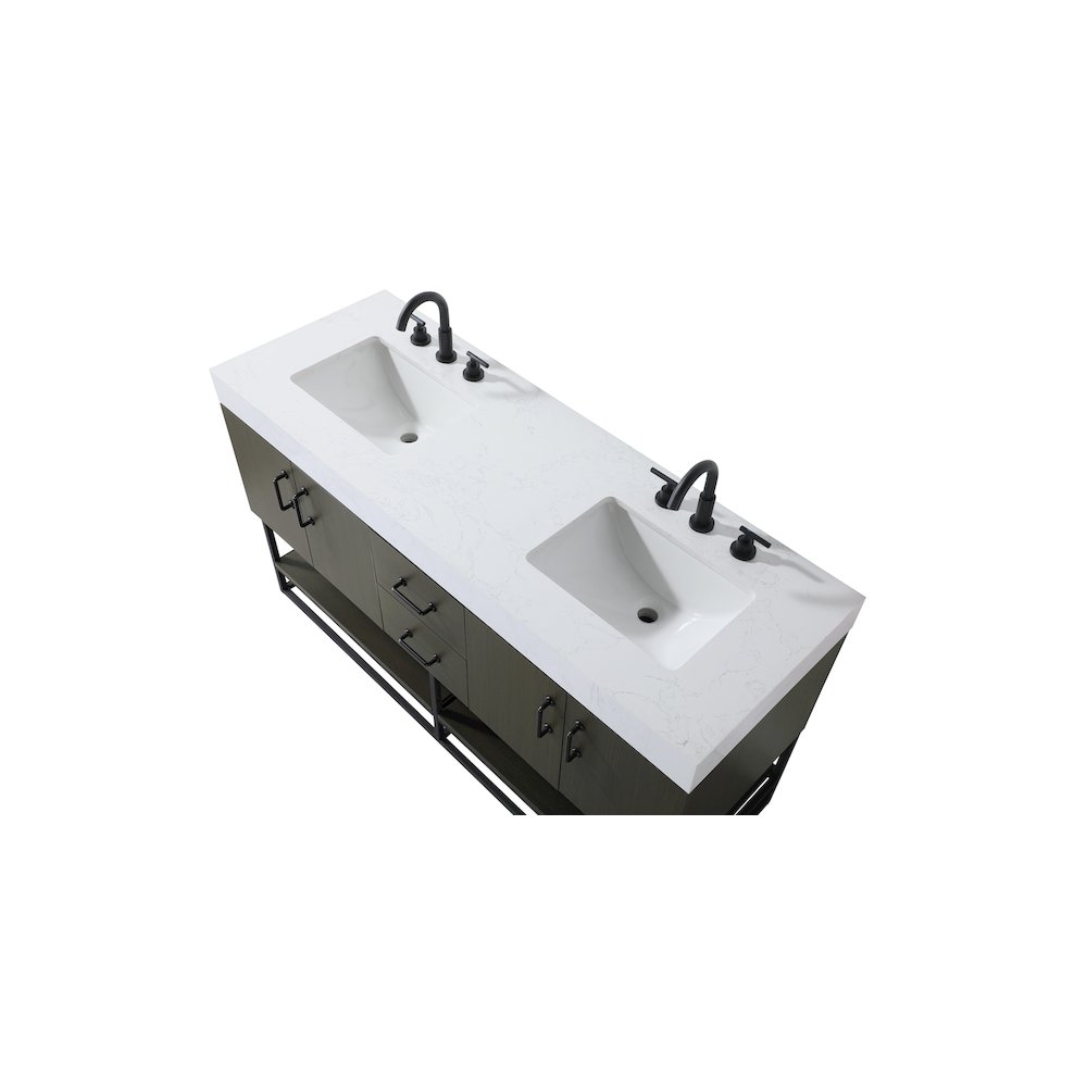 60 inch Double Bathroom Vanity in Mocha Brown. Picture 8