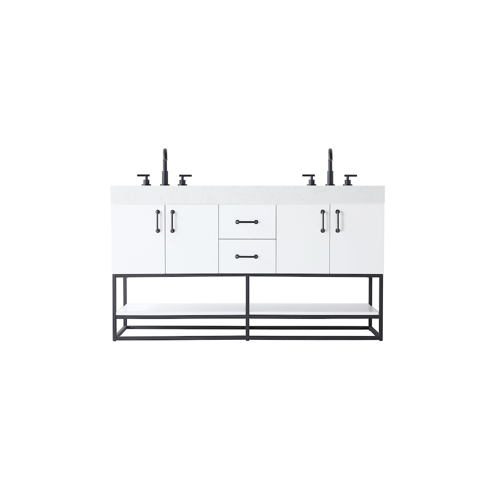 60 inch Double Bathroom Vanity in White. Picture 1