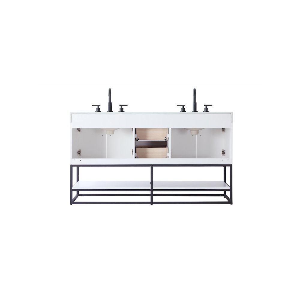 60 inch Double Bathroom Vanity in White. Picture 12
