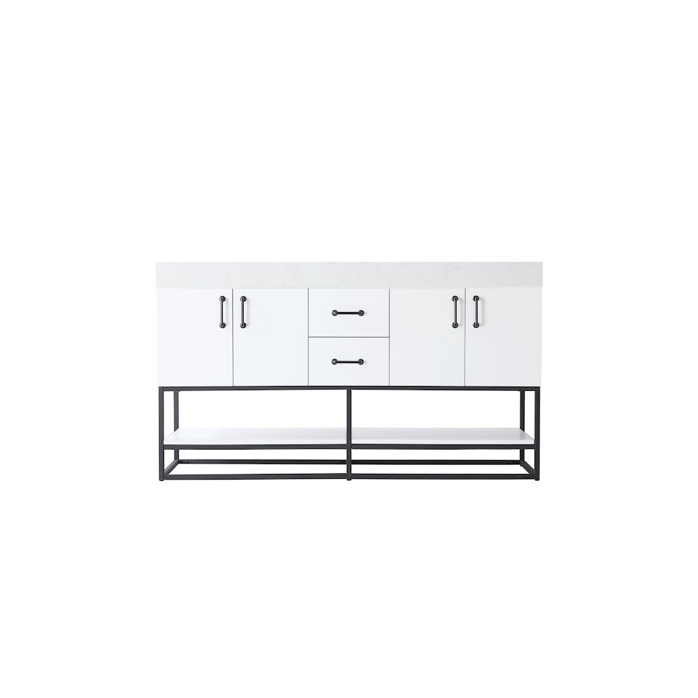 60 inch Double Bathroom Vanity in White. Picture 5