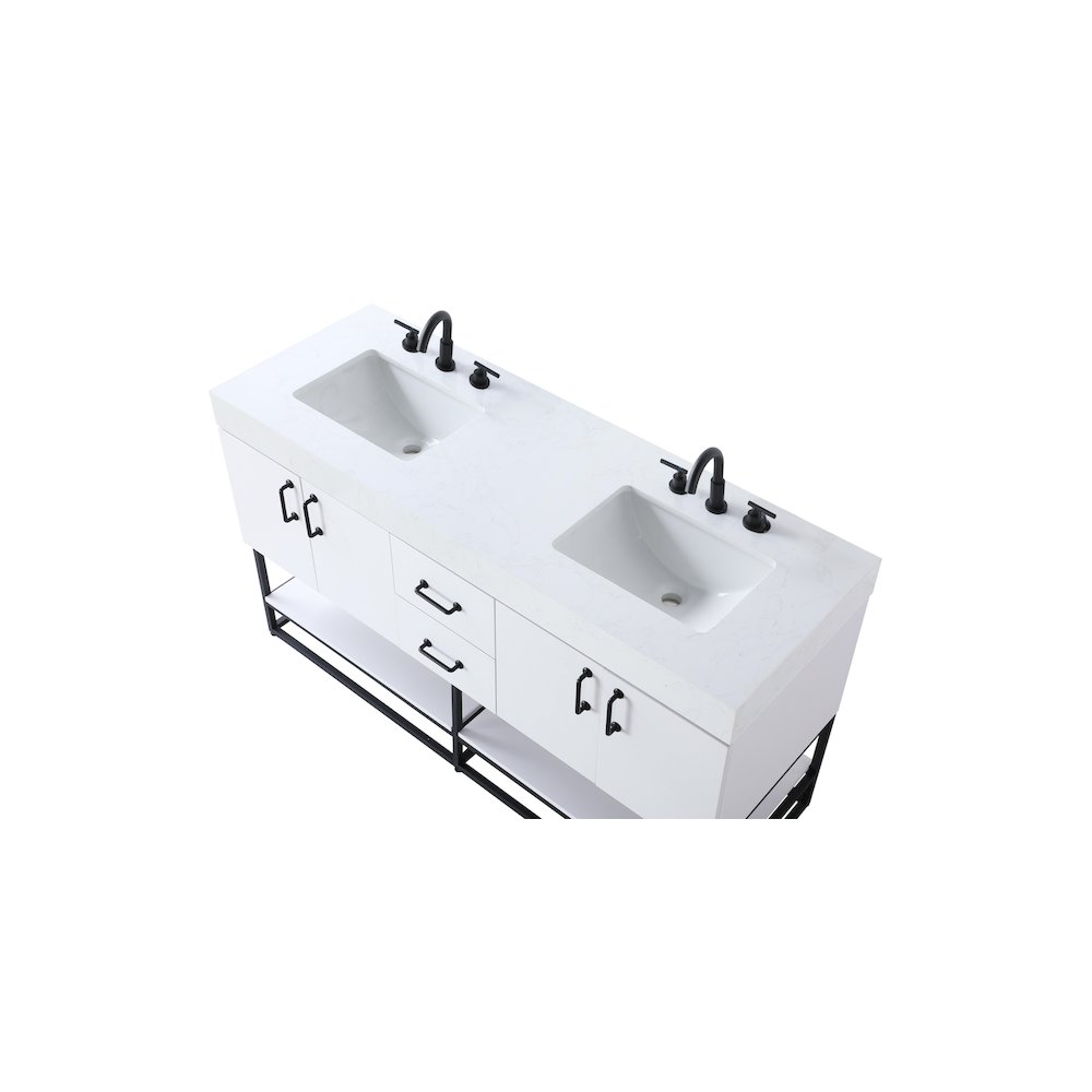 60 inch Double Bathroom Vanity in White. Picture 8