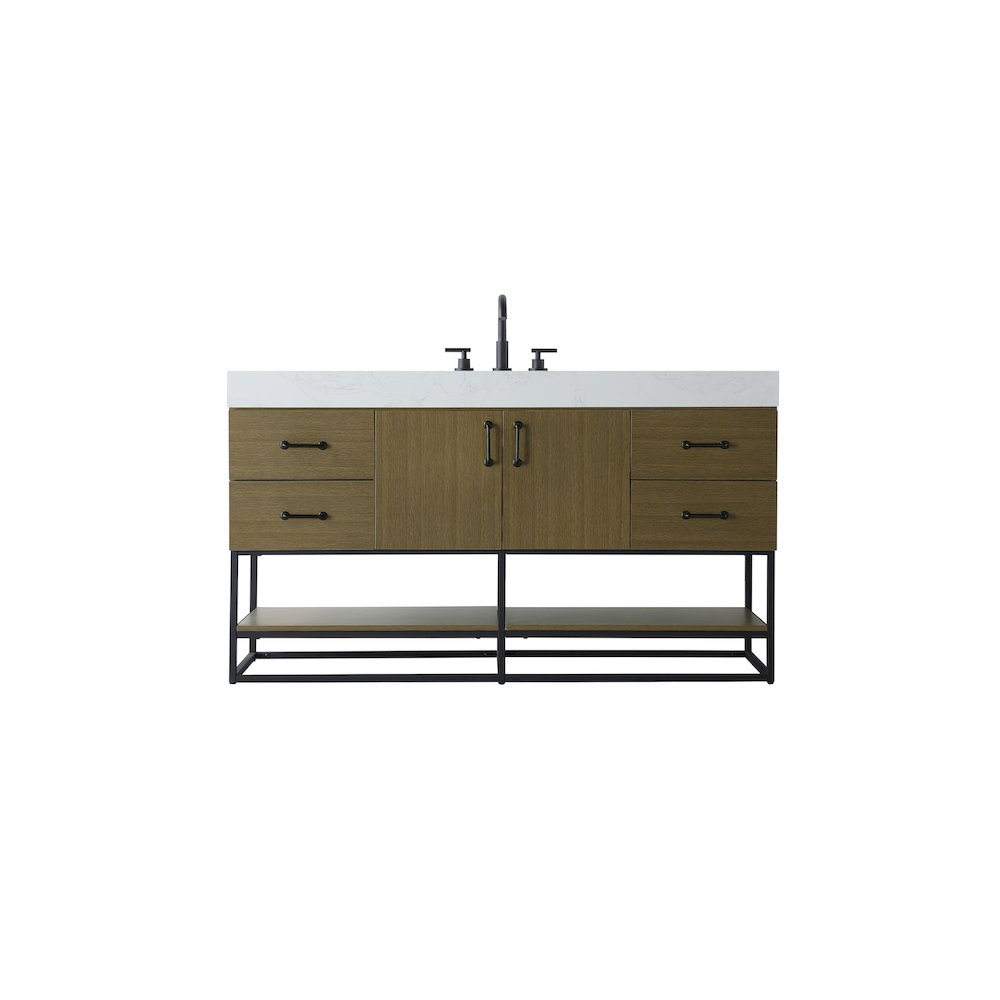 60 inch Single Bathroom Vanity in Chestnut Brown. Picture 1