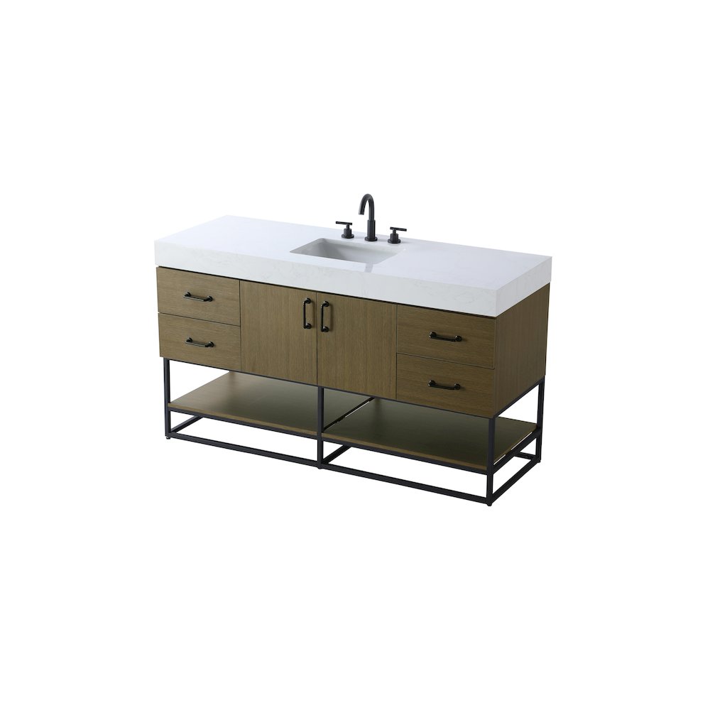 60 inch Single Bathroom Vanity in Chestnut Brown. Picture 6