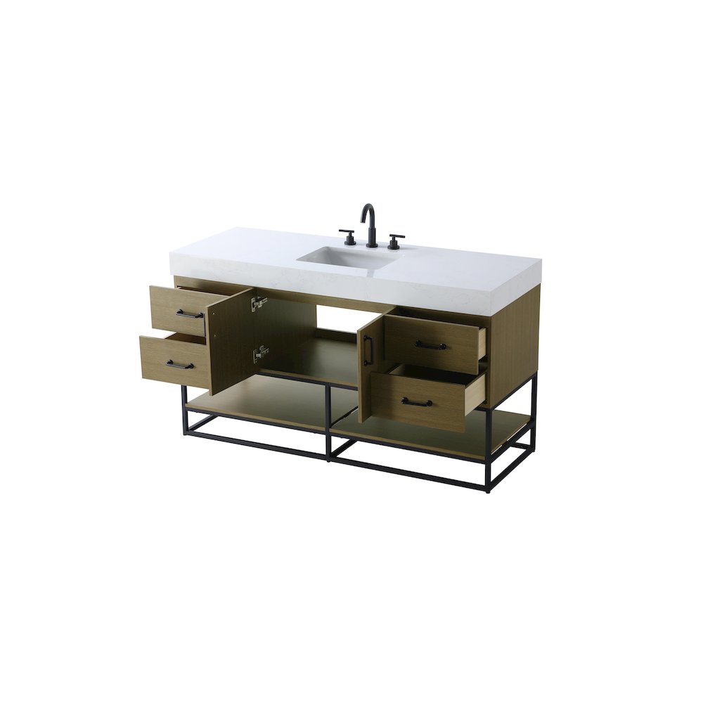 60 inch Single Bathroom Vanity in Chestnut Brown. Picture 7
