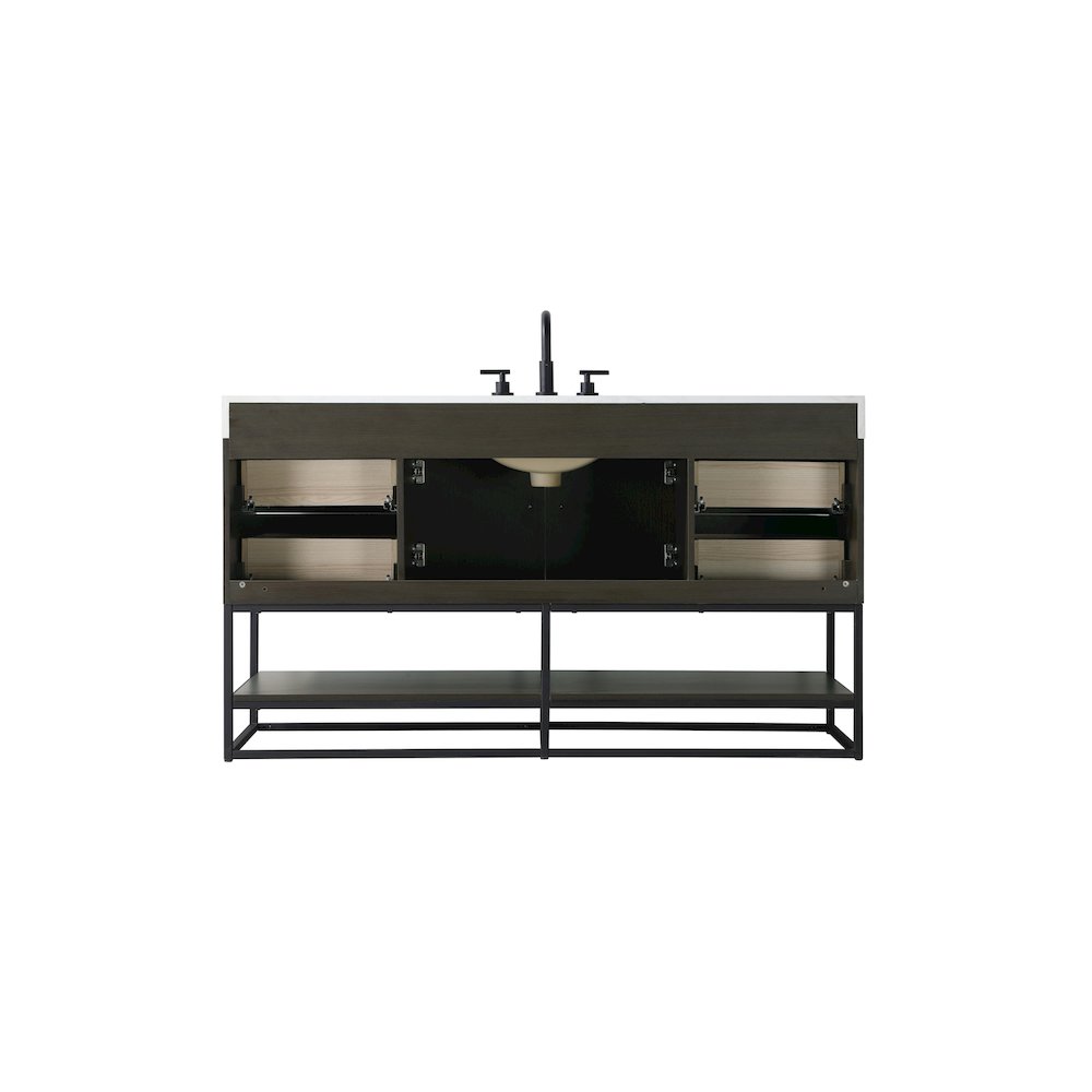 60 inch Single Bathroom Vanity in Mocha Brown. Picture 12