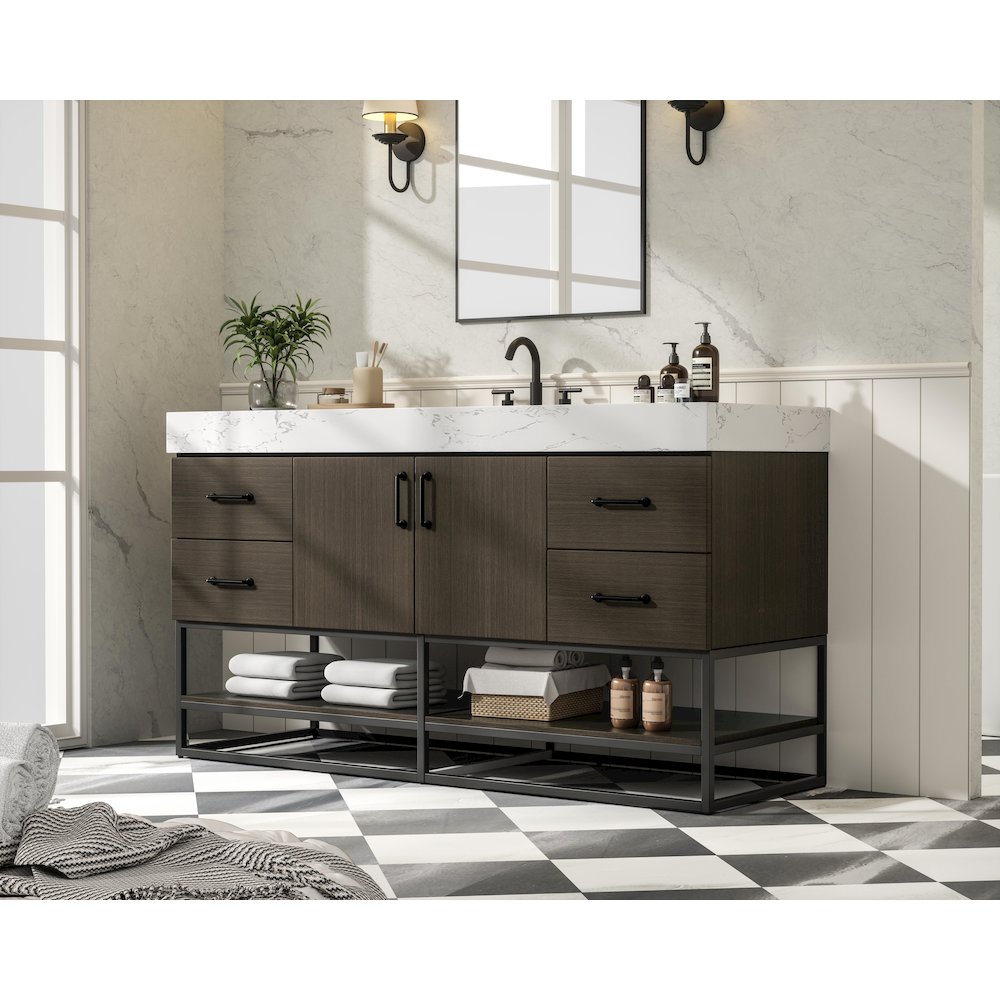 60 inch Single Bathroom Vanity in Mocha Brown. Picture 3