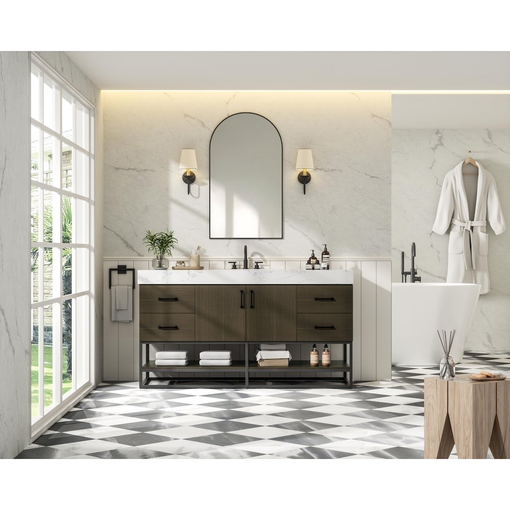 60 inch Single Bathroom Vanity in Mocha Brown. Picture 4