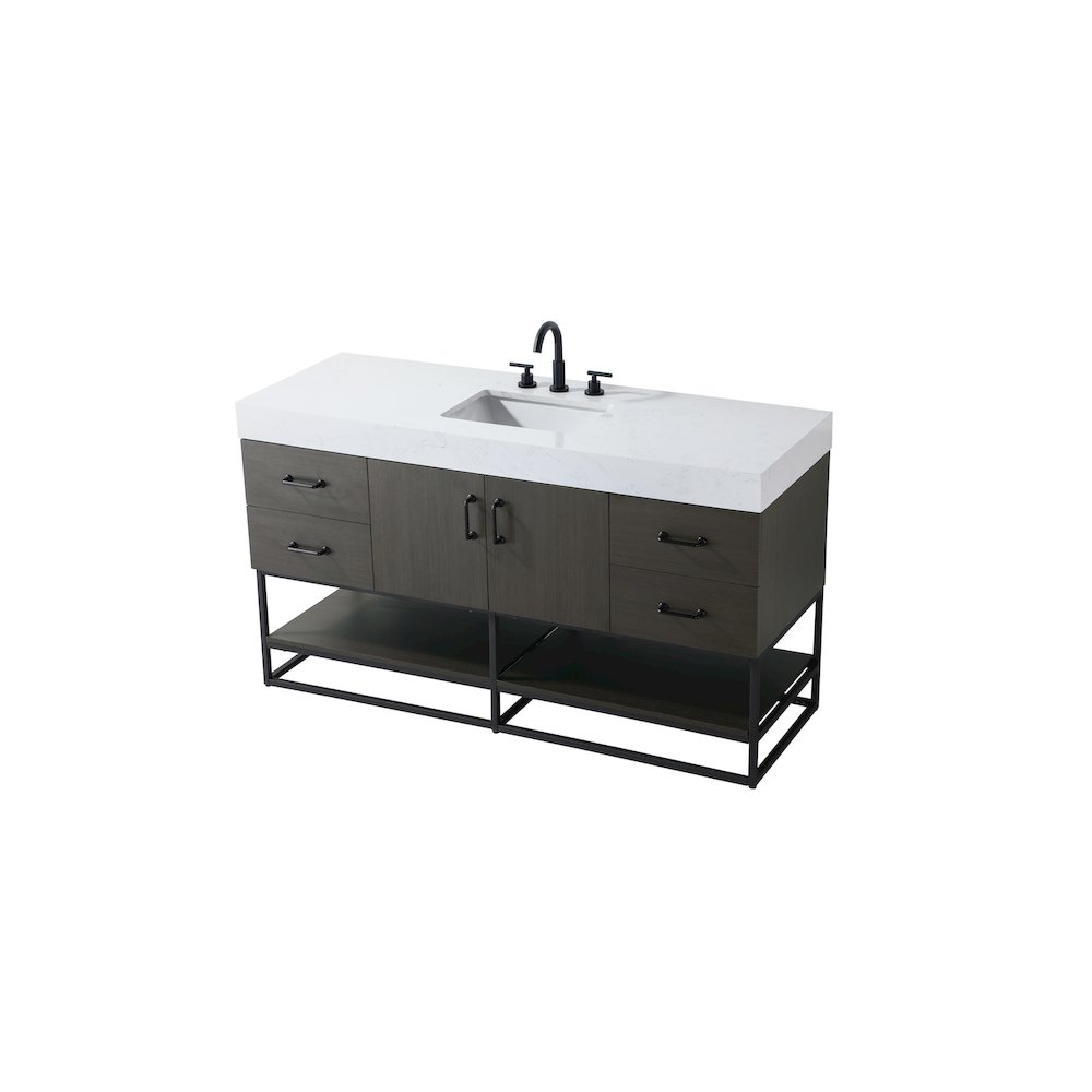 60 inch Single Bathroom Vanity in Mocha Brown. Picture 6