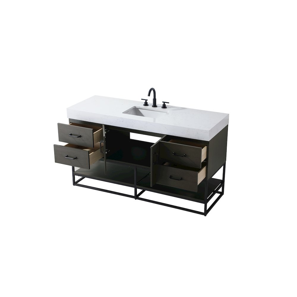 60 inch Single Bathroom Vanity in Mocha Brown. Picture 7