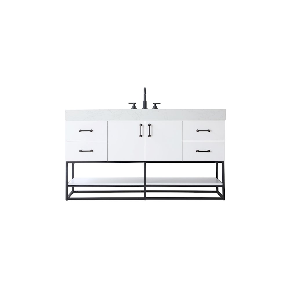 60 inch Single Bathroom Vanity in White. Picture 1