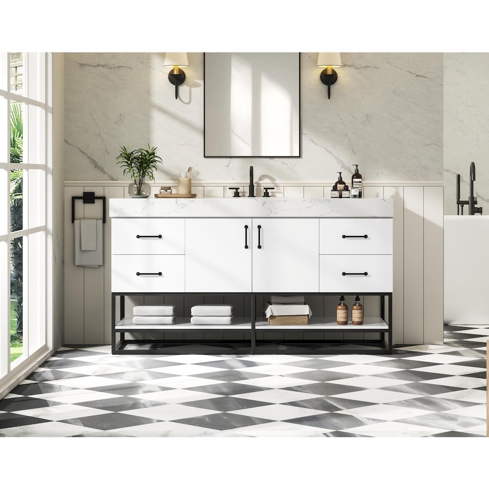 60 inch Single Bathroom Vanity in White. Picture 2