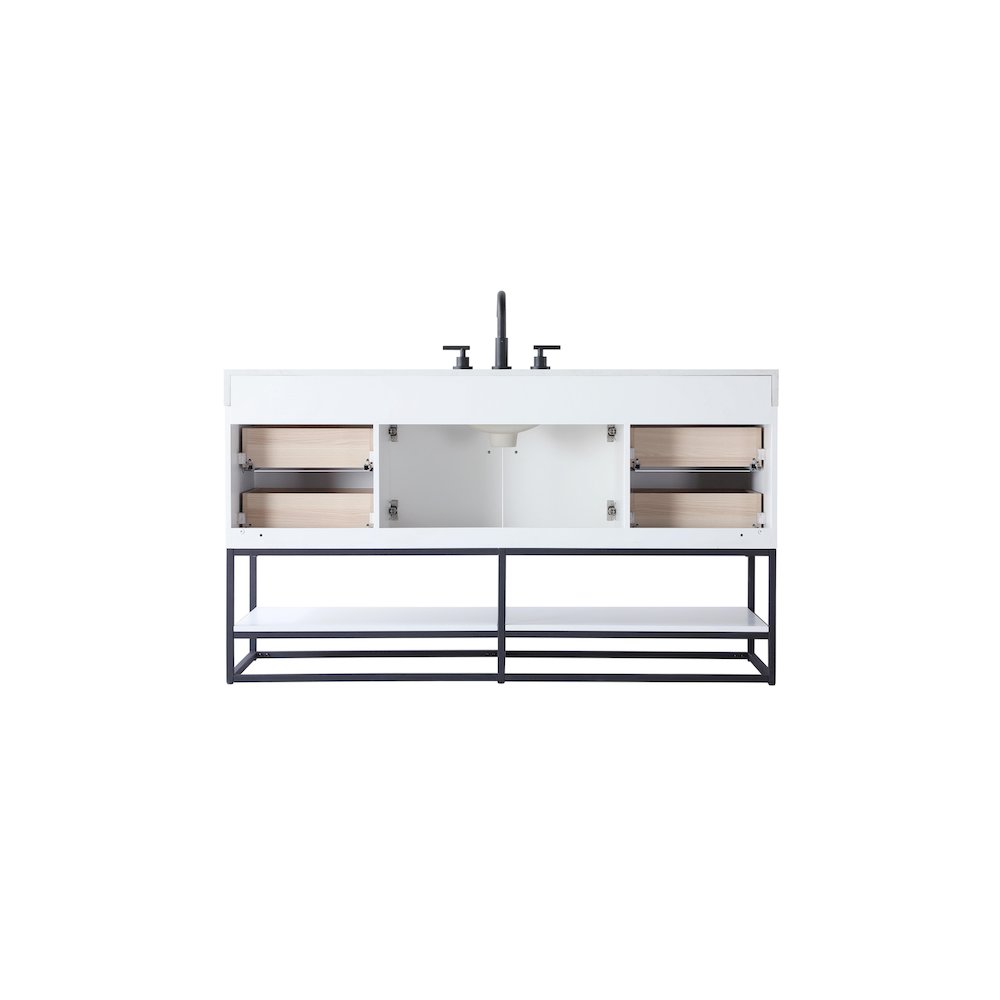 60 inch Single Bathroom Vanity in White. Picture 12