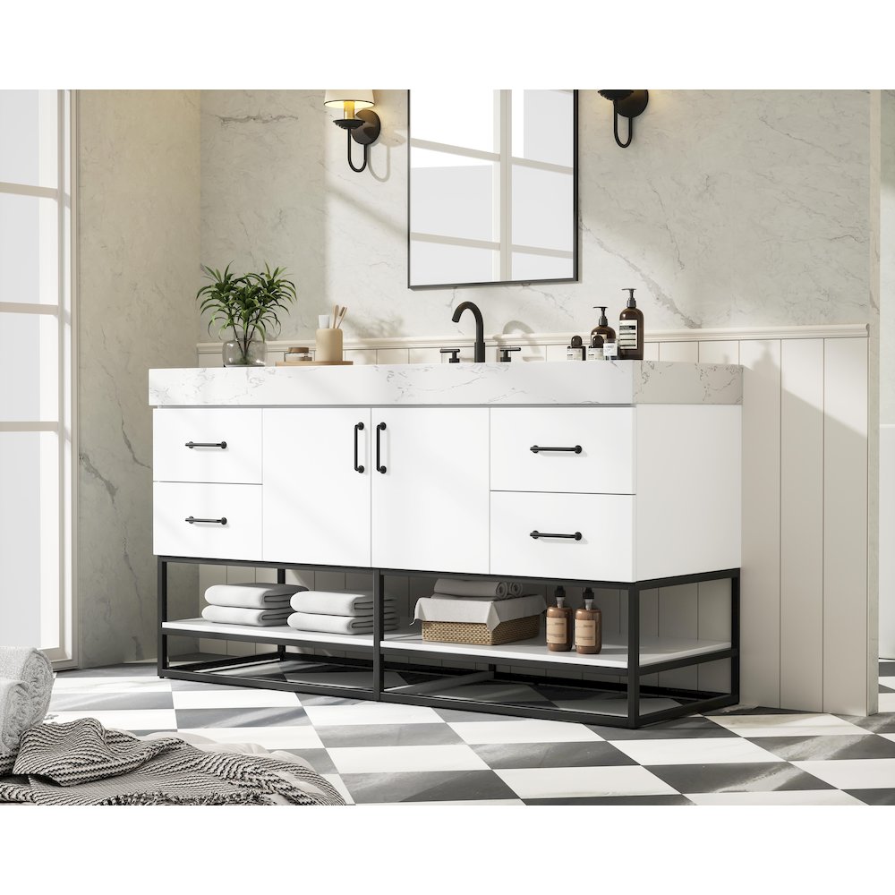 60 inch Single Bathroom Vanity in White. Picture 3