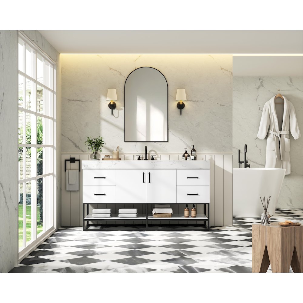 60 inch Single Bathroom Vanity in White. Picture 4