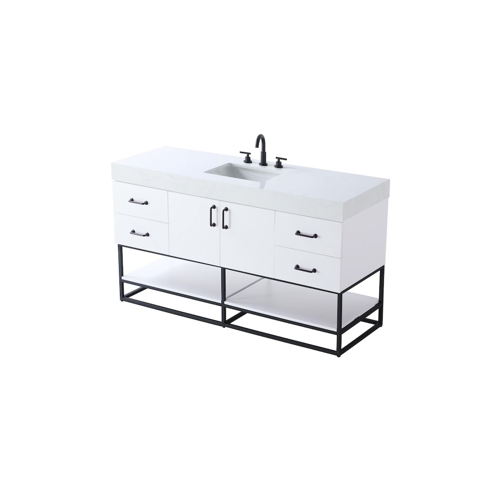 60 inch Single Bathroom Vanity in White. Picture 6