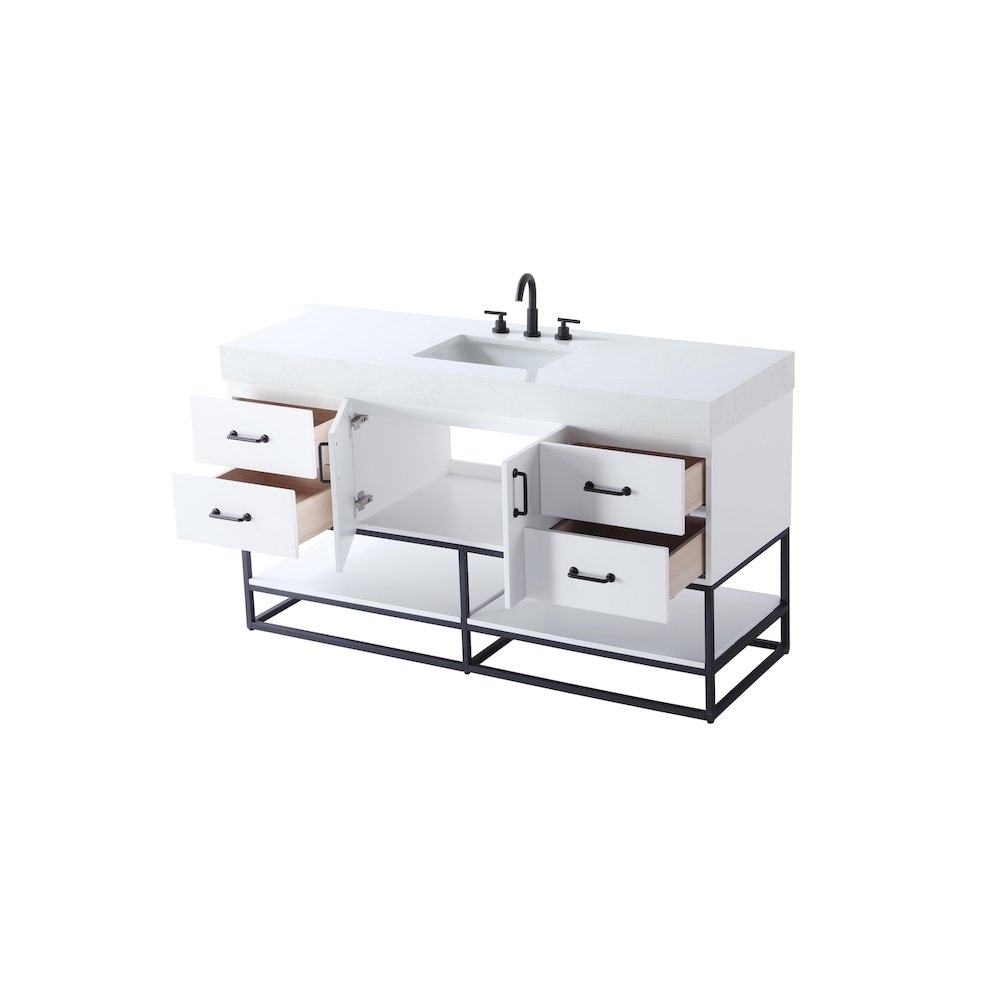 60 inch Single Bathroom Vanity in White. Picture 7