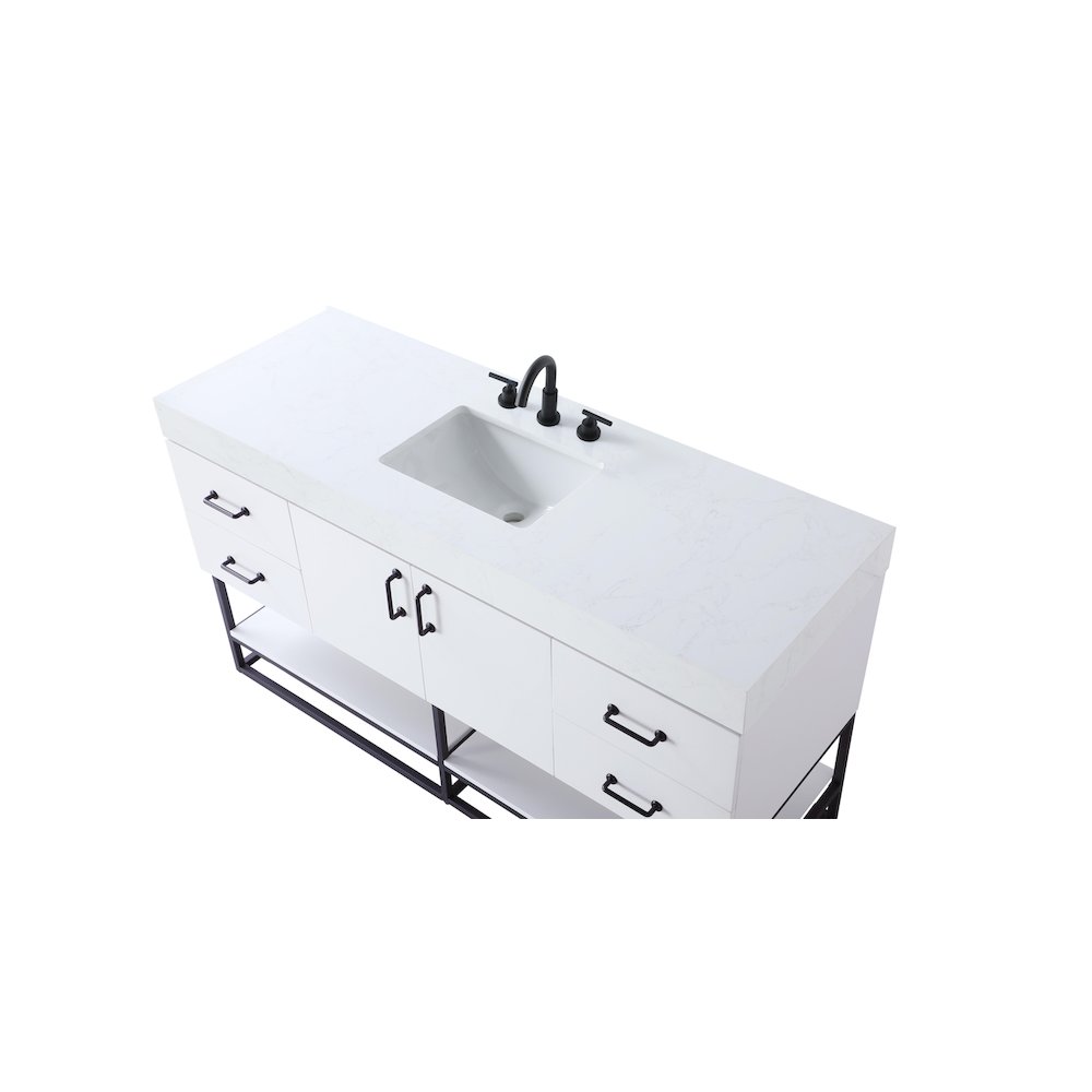 60 inch Single Bathroom Vanity in White. Picture 8