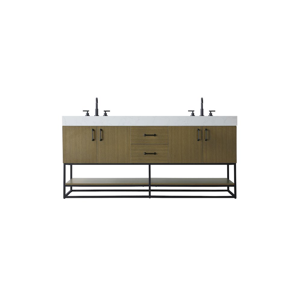 72 inch Double Bathroom Vanity in Chestnut Brown. Picture 1
