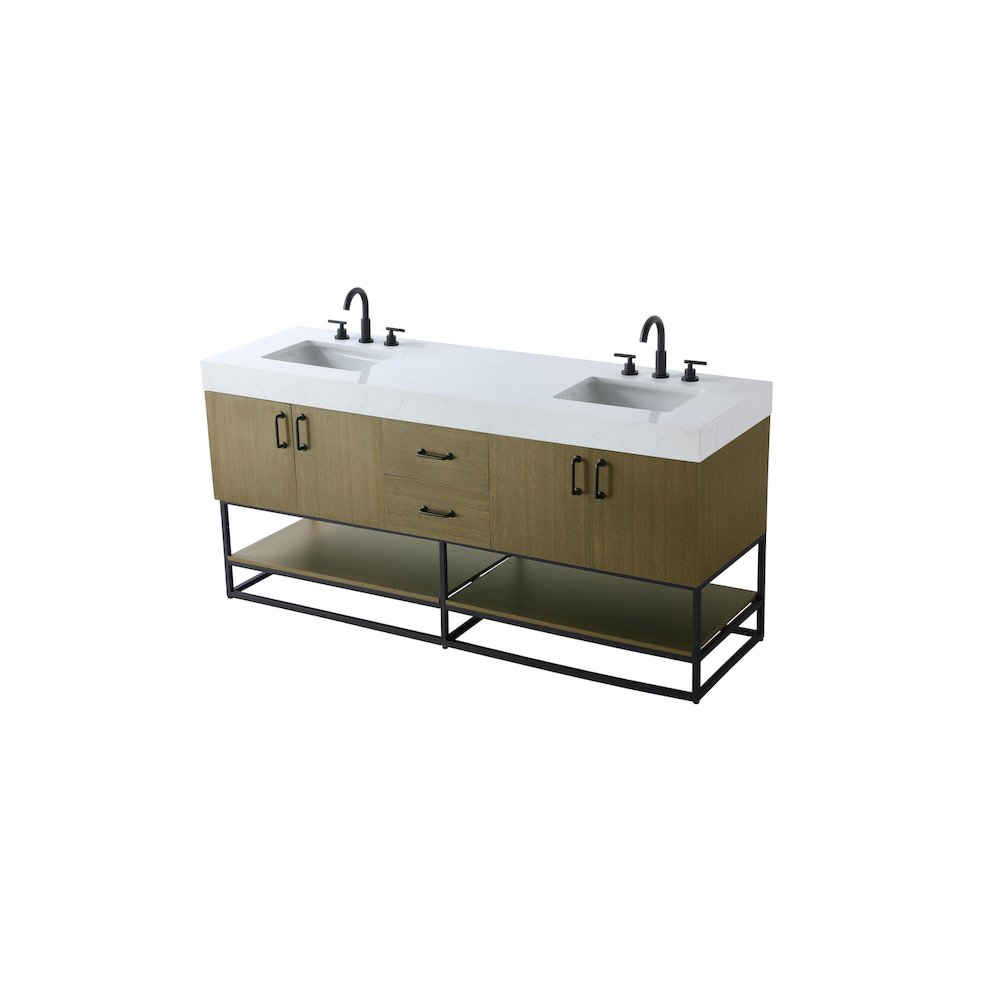 72 inch Double Bathroom Vanity in Chestnut Brown. Picture 6