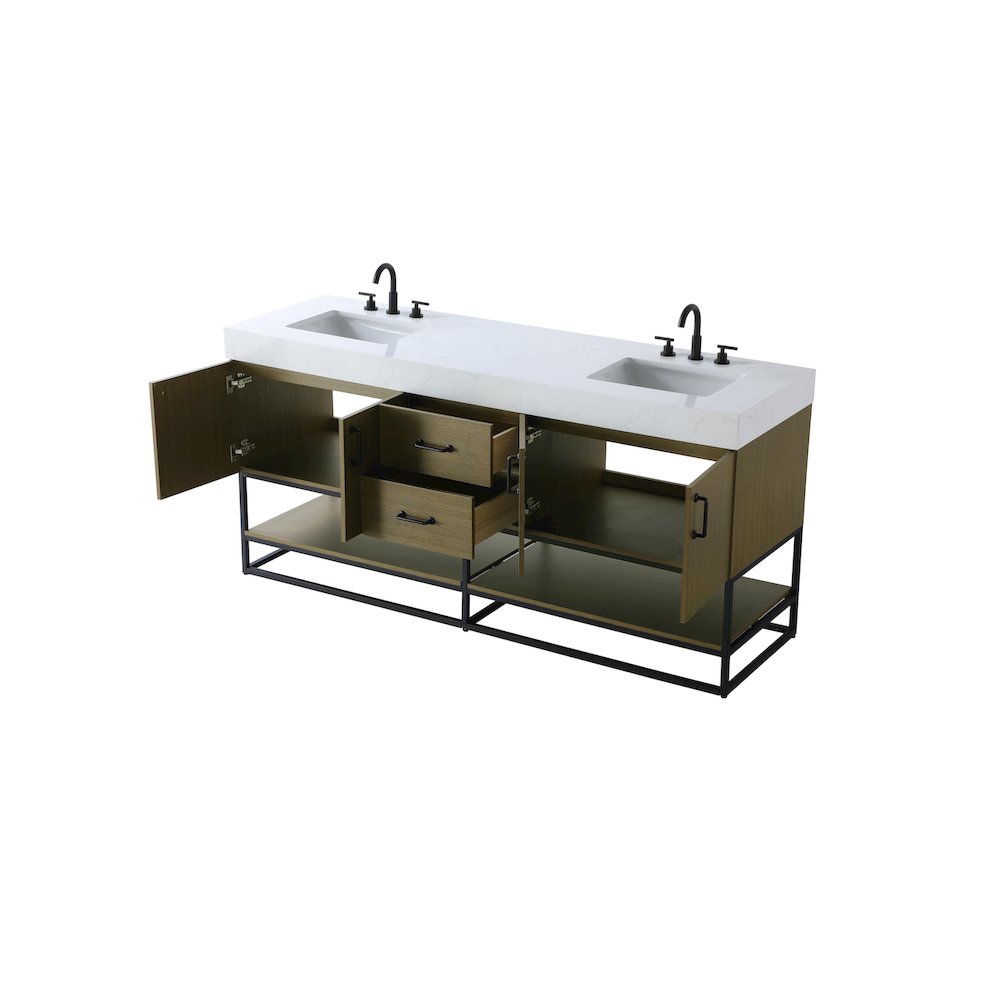 72 inch Double Bathroom Vanity in Chestnut Brown. Picture 7