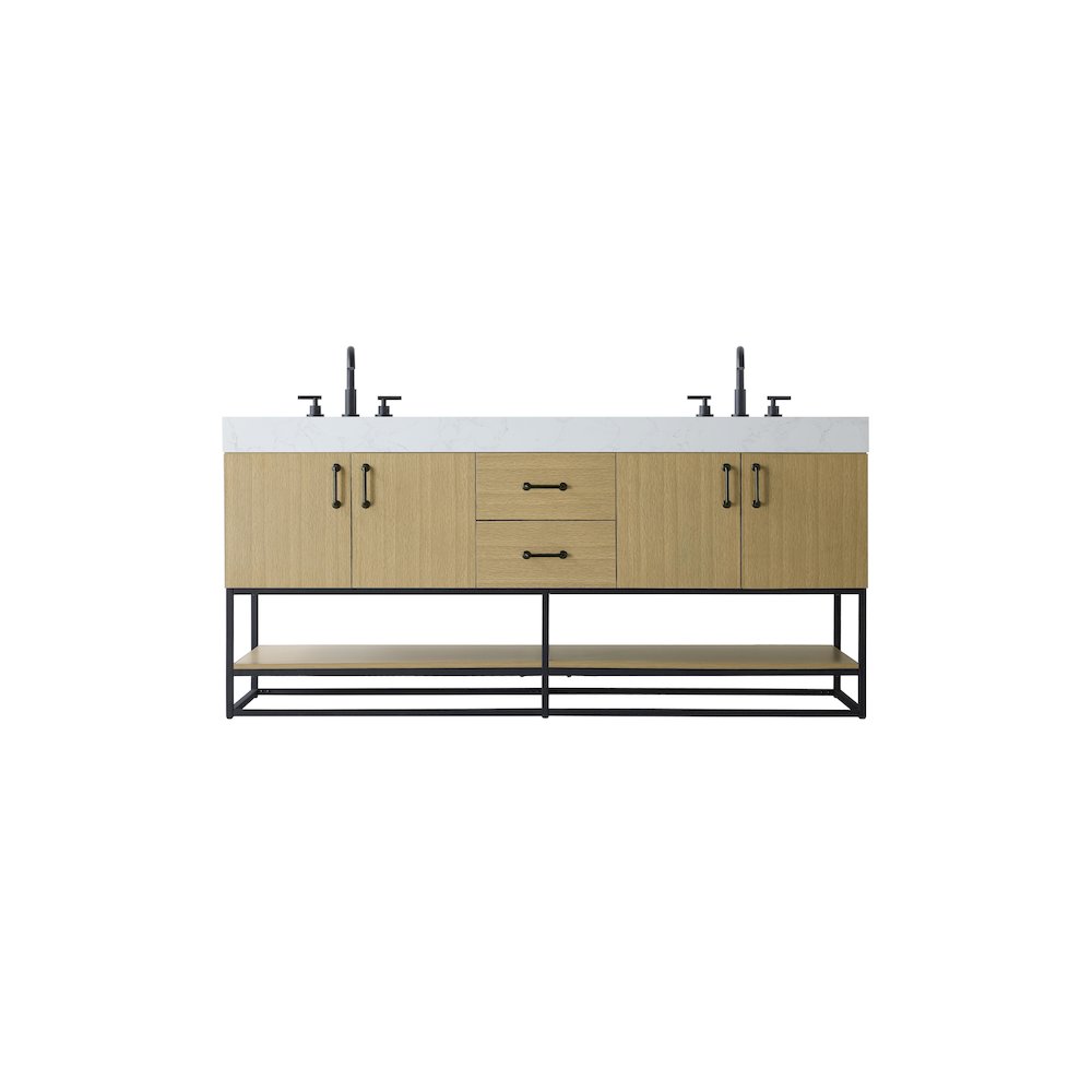 72 inch Double Bathroom Vanity in Honey Brown. Picture 1