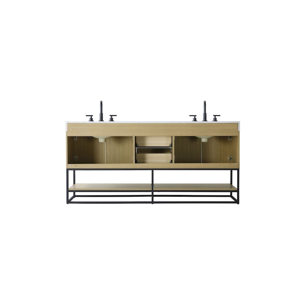 72 inch Double Bathroom Vanity in Honey Brown. Picture 12