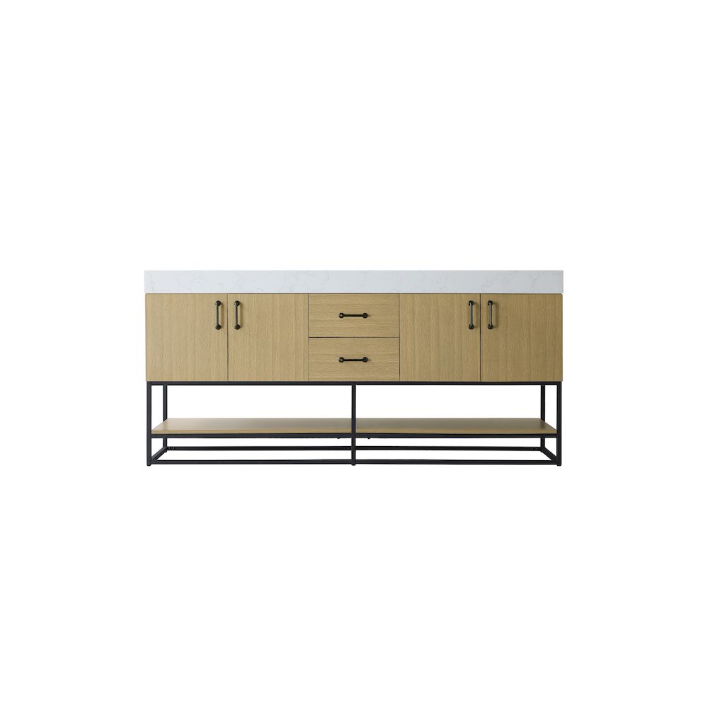 72 inch Double Bathroom Vanity in Honey Brown. Picture 5