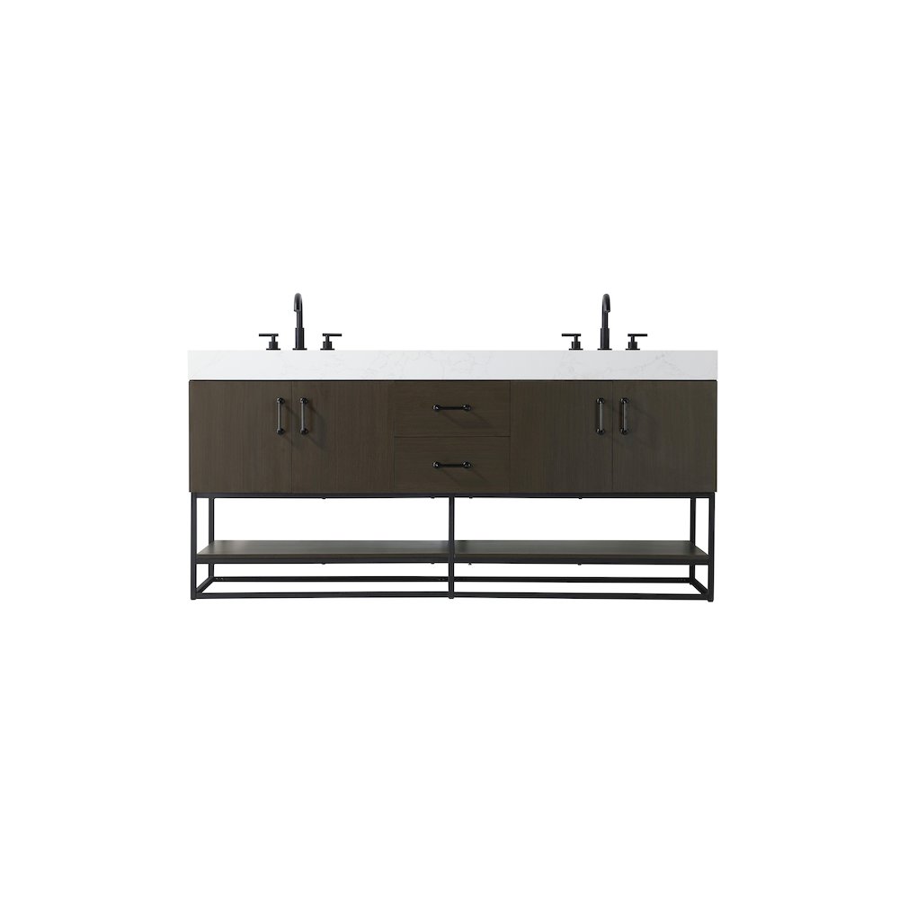 72 inch Double Bathroom Vanity in Mocha Brown. Picture 1