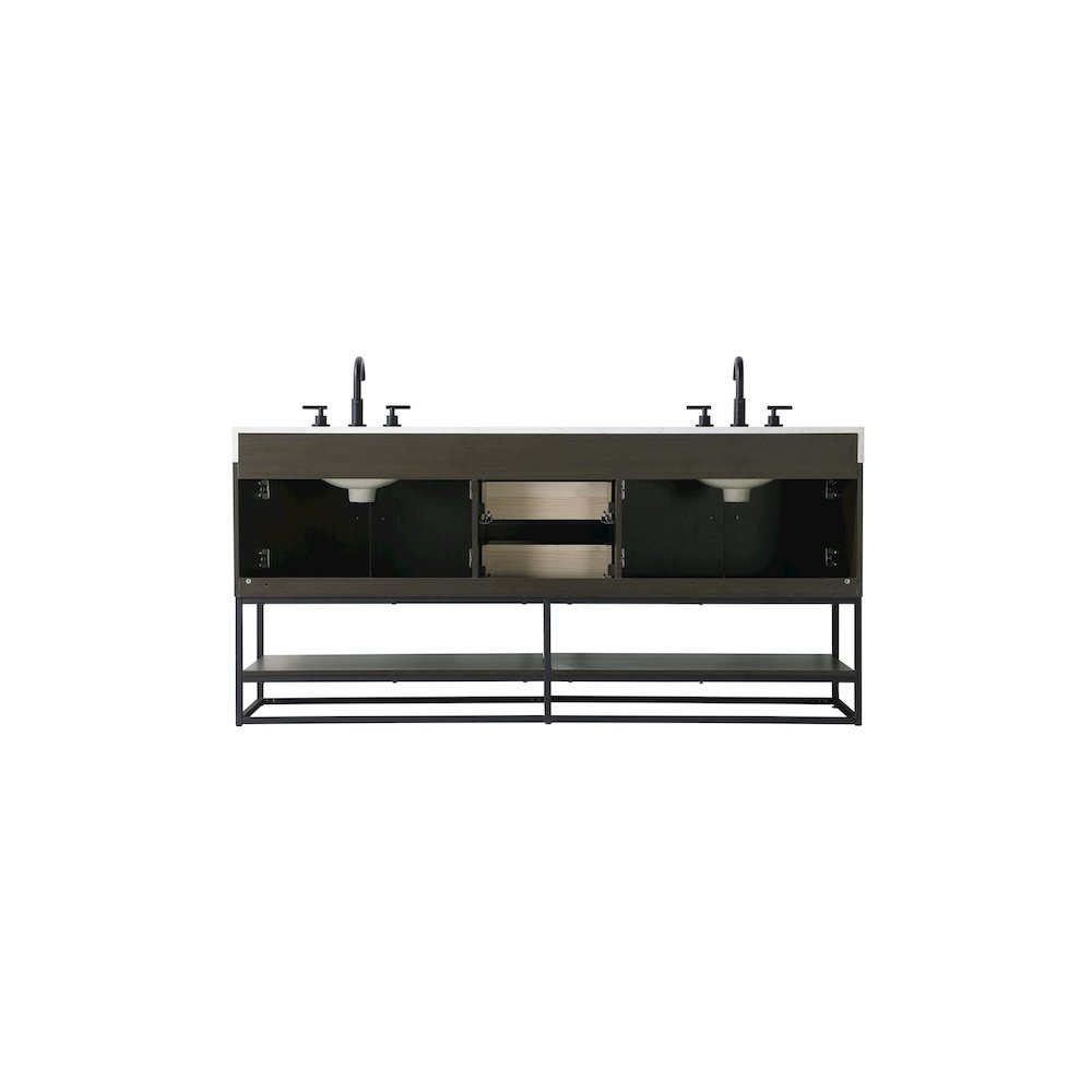 72 inch Double Bathroom Vanity in Mocha Brown. Picture 12