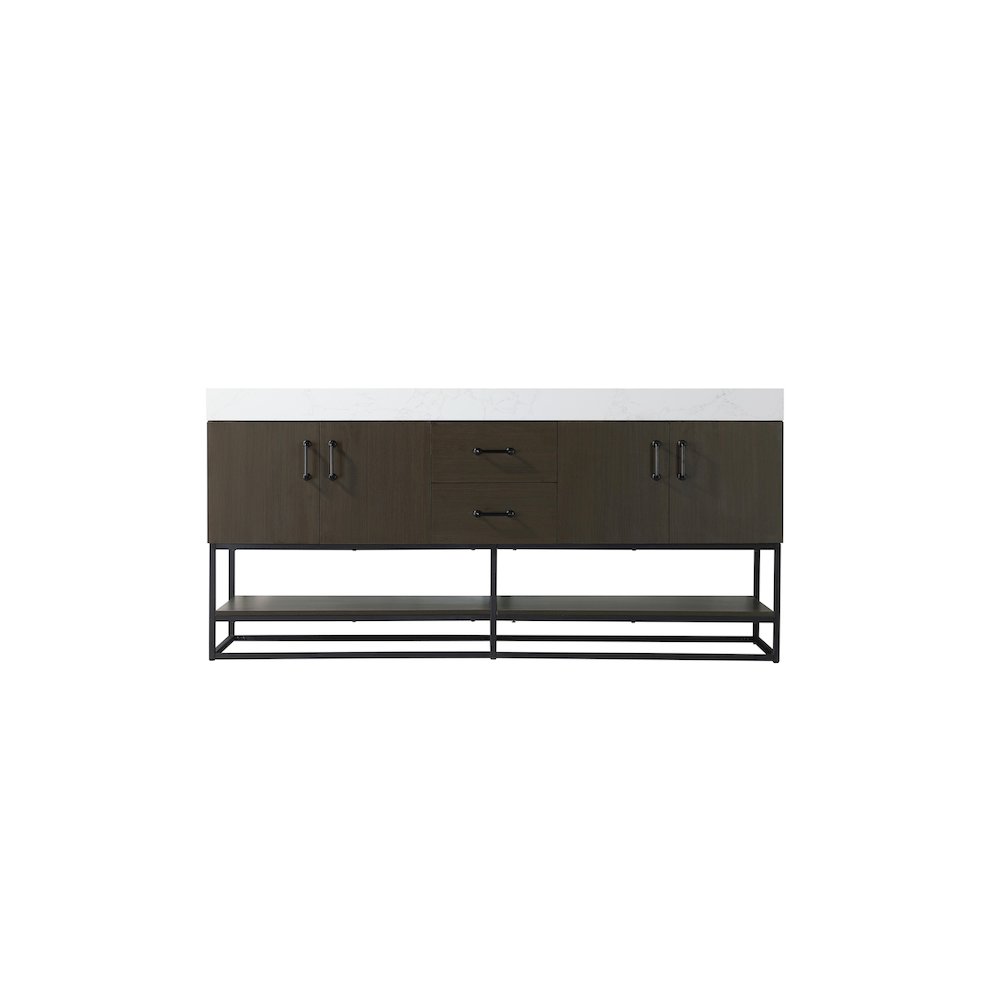 72 inch Double Bathroom Vanity in Mocha Brown. Picture 5