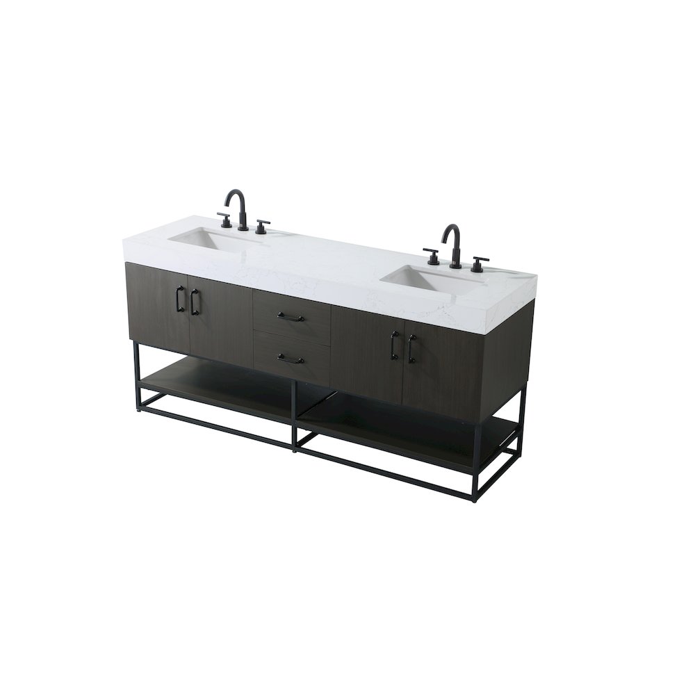 72 inch Double Bathroom Vanity in Mocha Brown. Picture 6