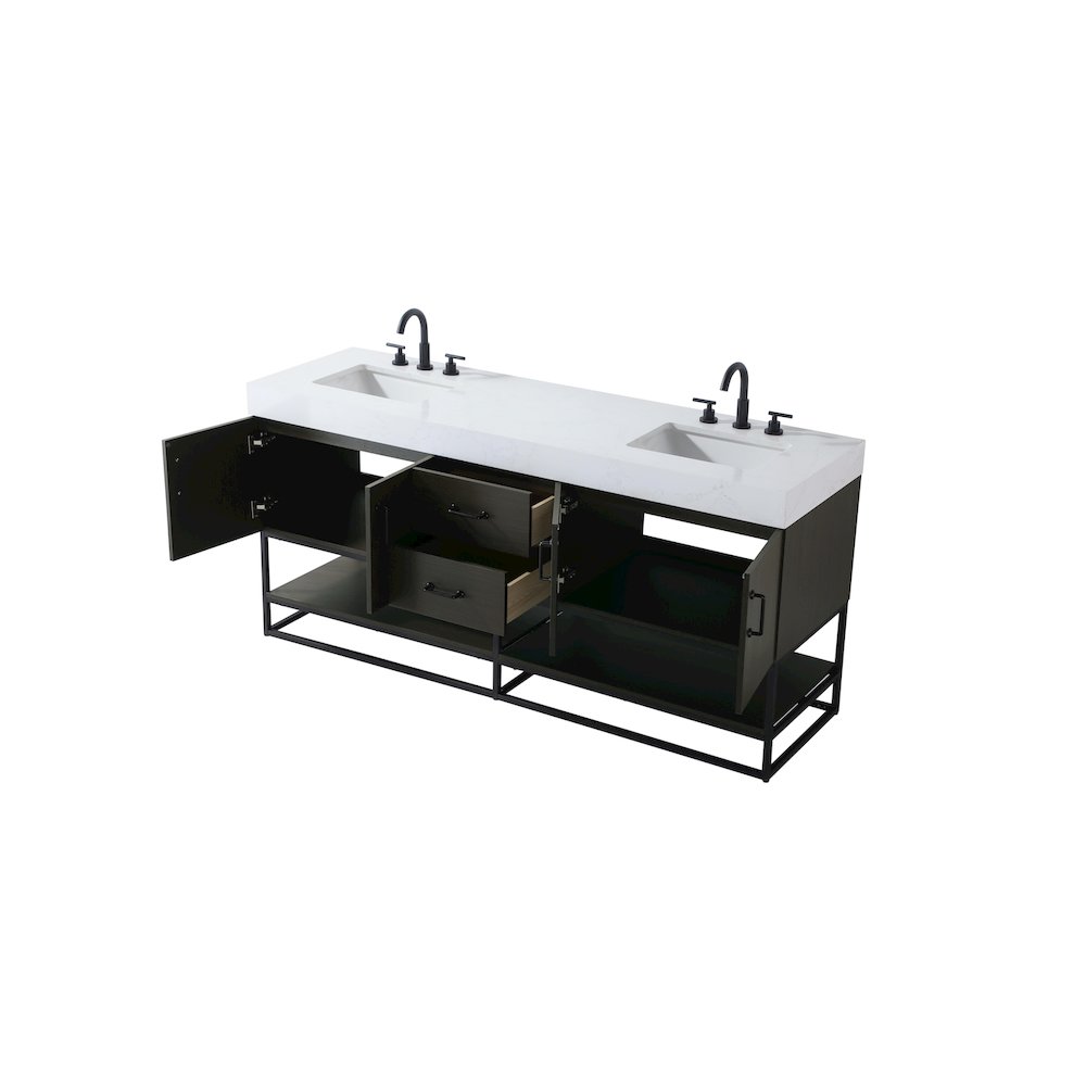 72 inch Double Bathroom Vanity in Mocha Brown. Picture 7