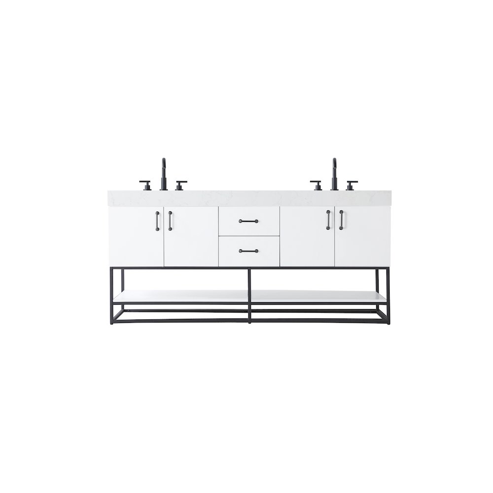 72 inch Double Bathroom Vanity in White. Picture 1