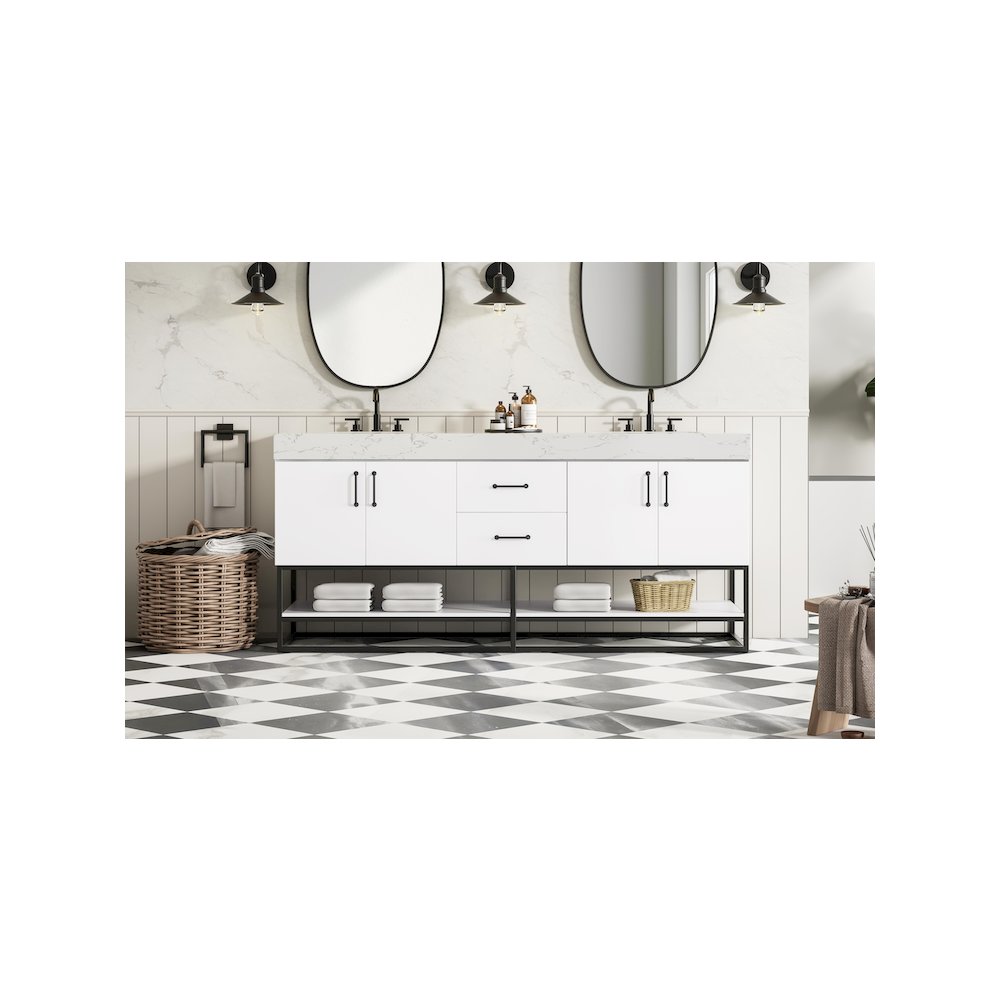 72 inch Double Bathroom Vanity in White. Picture 2
