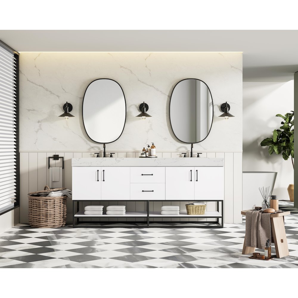 72 inch Double Bathroom Vanity in White. Picture 4