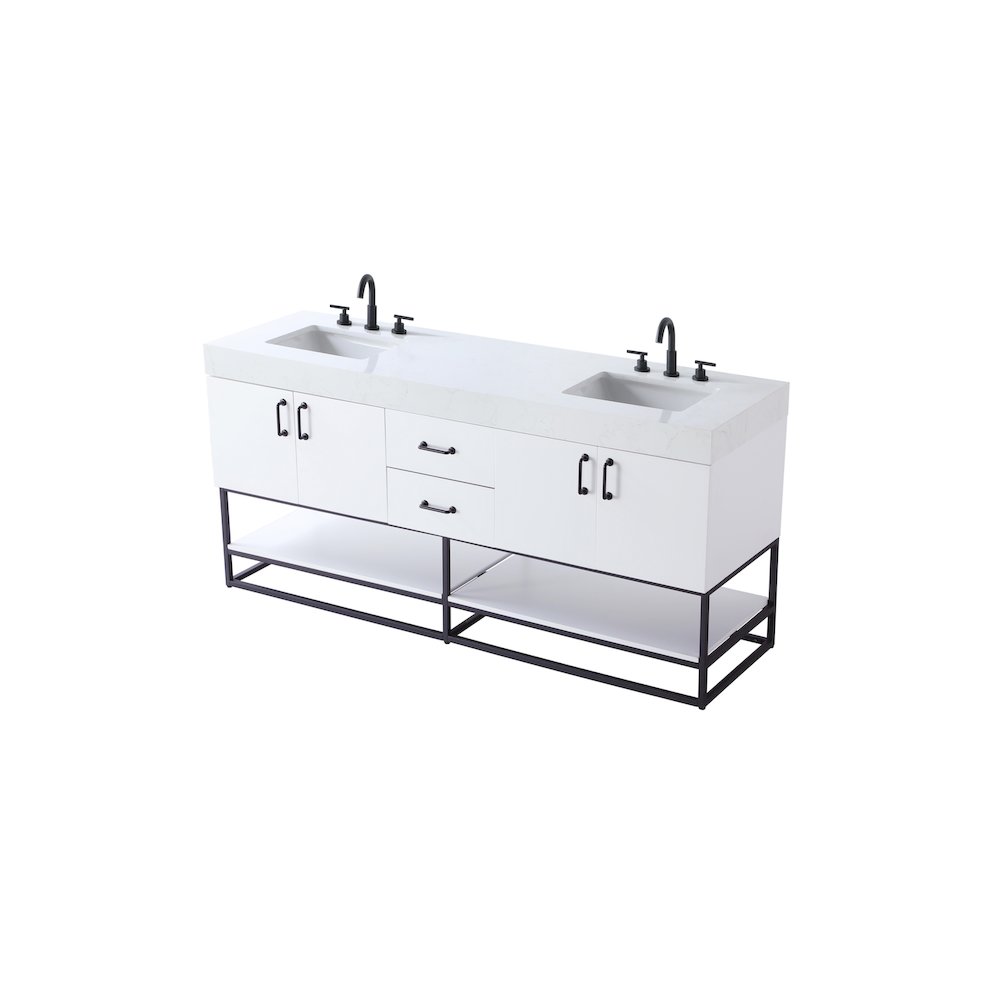 72 inch Double Bathroom Vanity in White. Picture 6