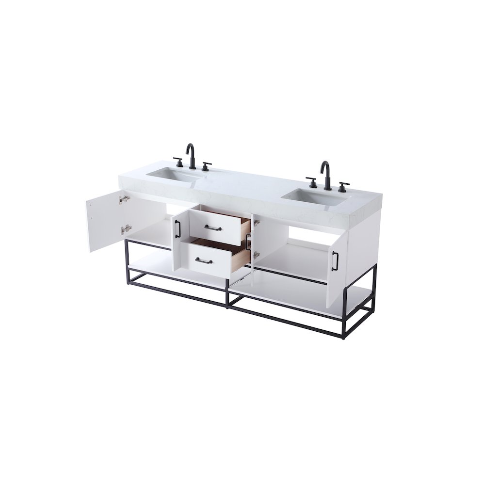 72 inch Double Bathroom Vanity in White. Picture 7