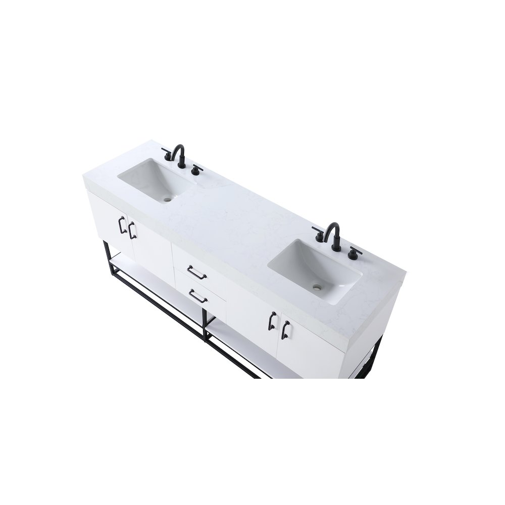 72 inch Double Bathroom Vanity in White. Picture 8