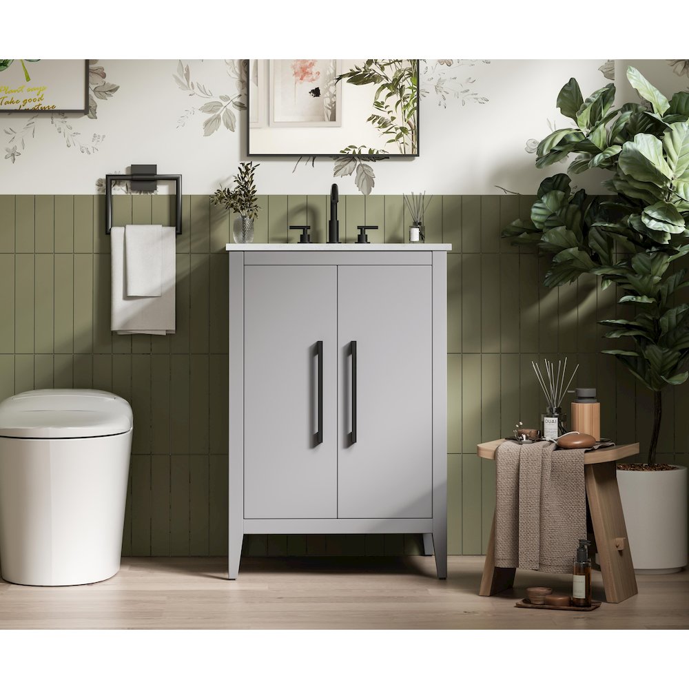 24 Inch Single Bathroom Vanity In Grey. Picture 2