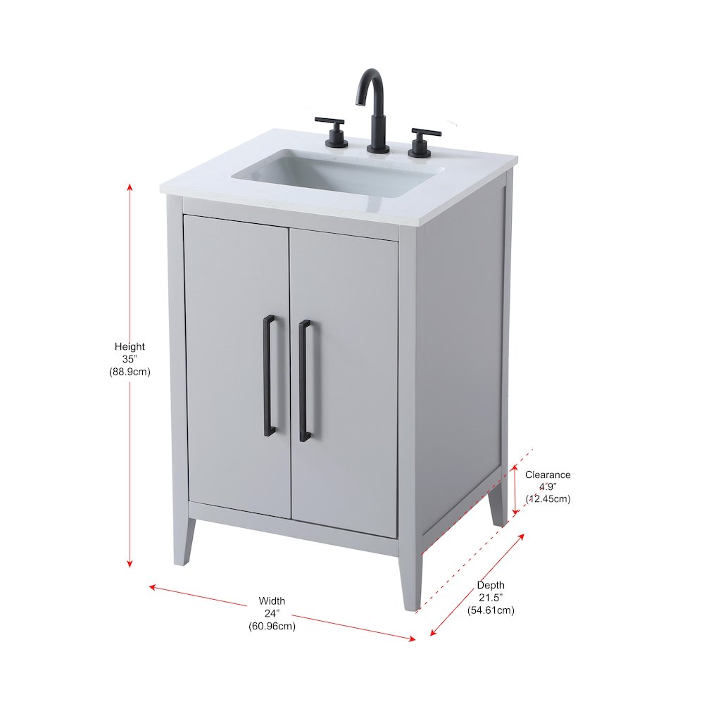 24 Inch Single Bathroom Vanity In Grey. Picture 13